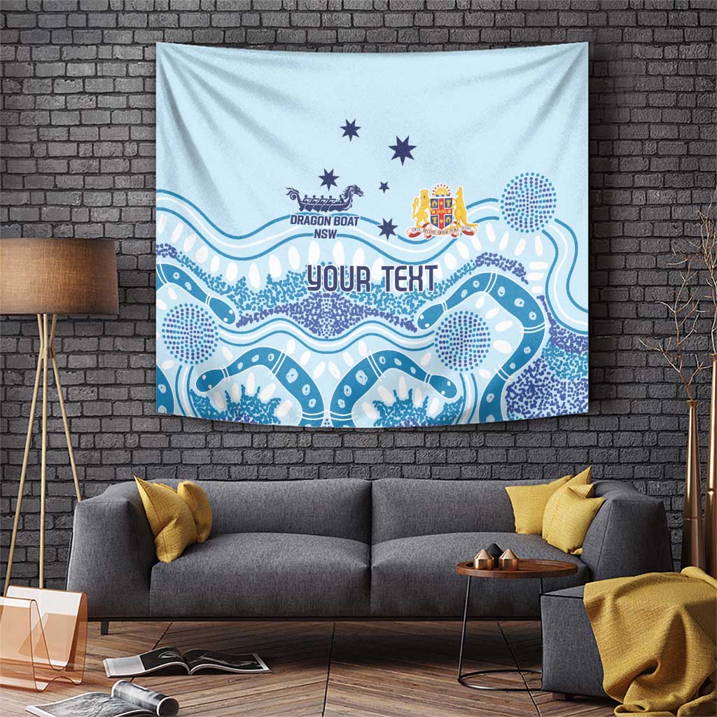 Personalised Australia New South Wales Dragons Boat Tapestry Aussie Aboriginal Dot Style - Vibe Hoodie Shop