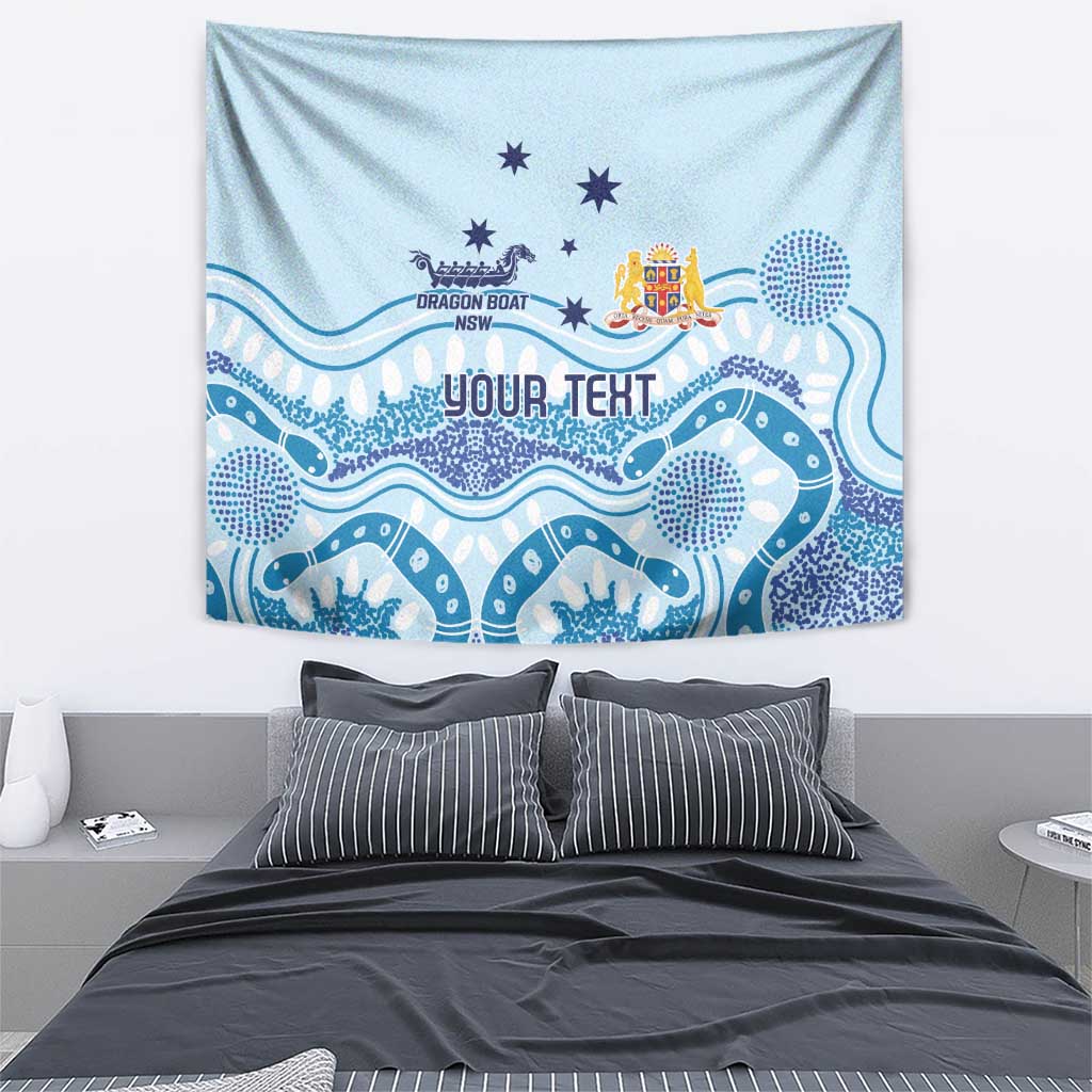 Personalised Australia New South Wales Dragons Boat Tapestry Aussie Aboriginal Dot Style - Vibe Hoodie Shop