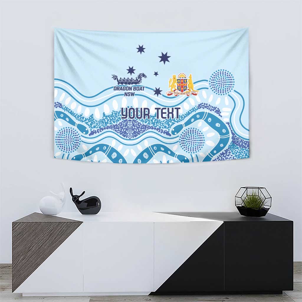 Personalised Australia New South Wales Dragons Boat Tapestry Aussie Aboriginal Dot Style - Vibe Hoodie Shop