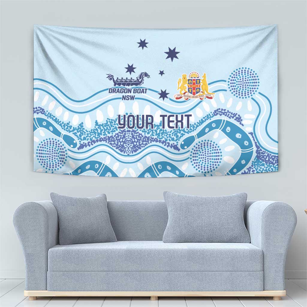 Personalised Australia New South Wales Dragons Boat Tapestry Aussie Aboriginal Dot Style - Vibe Hoodie Shop