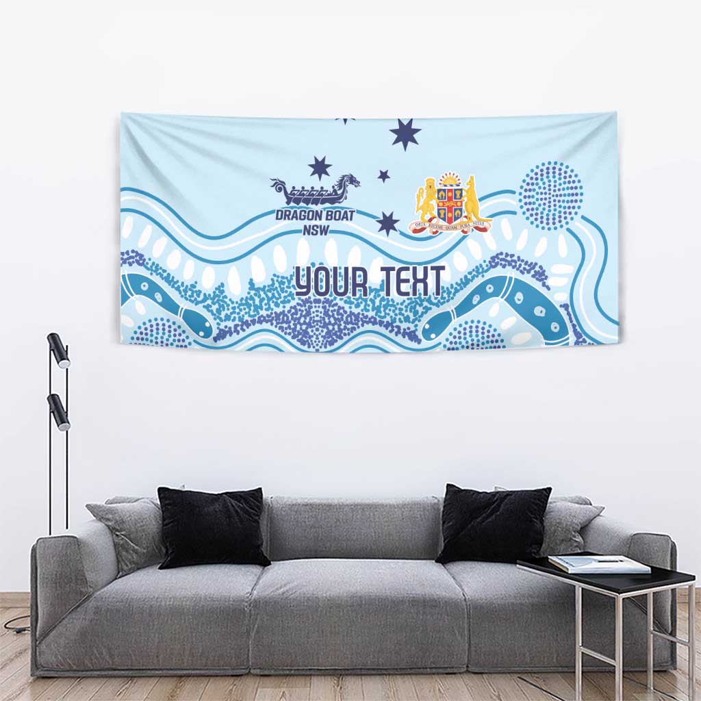 Personalised Australia New South Wales Dragons Boat Tapestry Aussie Aboriginal Dot Style - Vibe Hoodie Shop