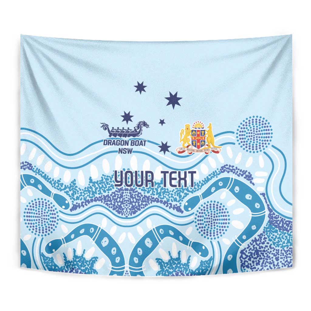 Personalised Australia New South Wales Dragons Boat Tapestry Aussie Aboriginal Dot Style - Vibe Hoodie Shop