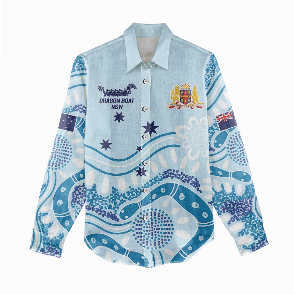 Personalised Australia New South Wales Dragons Boat Women Casual Shirt Aussie Aboriginal Dot Style - Vibe Hoodie Shop