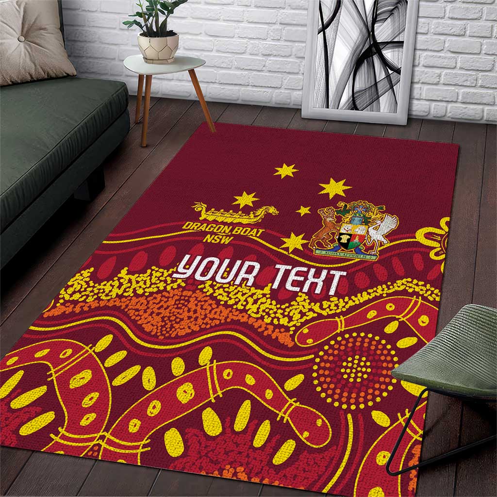 Personalised Australia Queensland Dragons Boat Area Rug Aussie Aboriginal Dot Style - Vibe Hoodie Shop