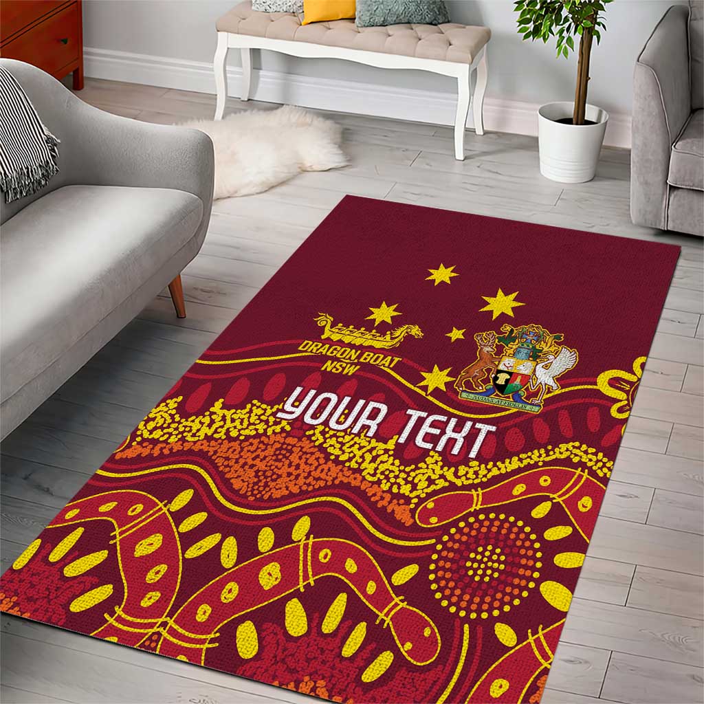 Personalised Australia Queensland Dragons Boat Area Rug Aussie Aboriginal Dot Style - Vibe Hoodie Shop