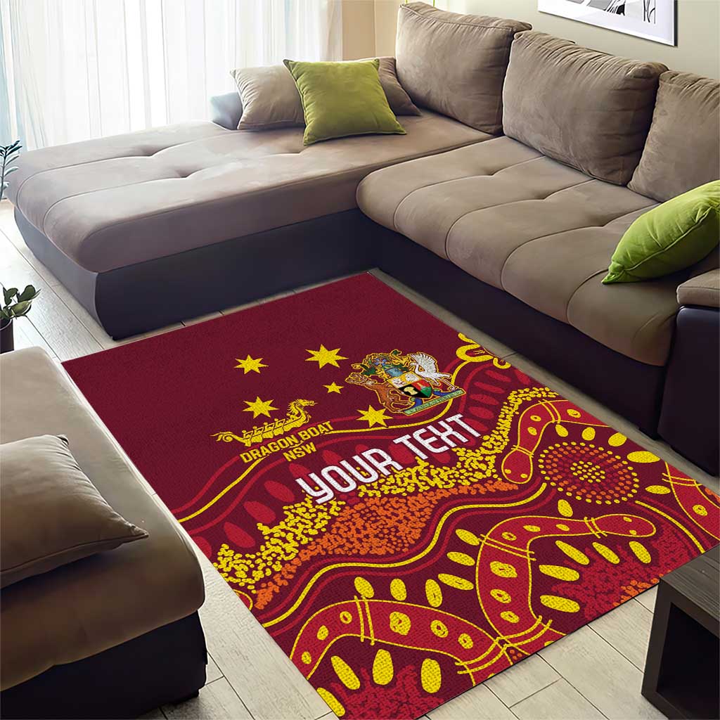 Personalised Australia Queensland Dragons Boat Area Rug Aussie Aboriginal Dot Style - Vibe Hoodie Shop