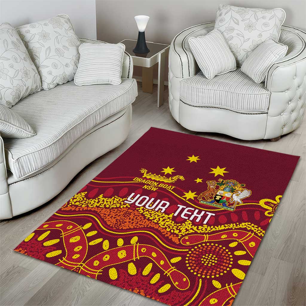 Personalised Australia Queensland Dragons Boat Area Rug Aussie Aboriginal Dot Style - Vibe Hoodie Shop