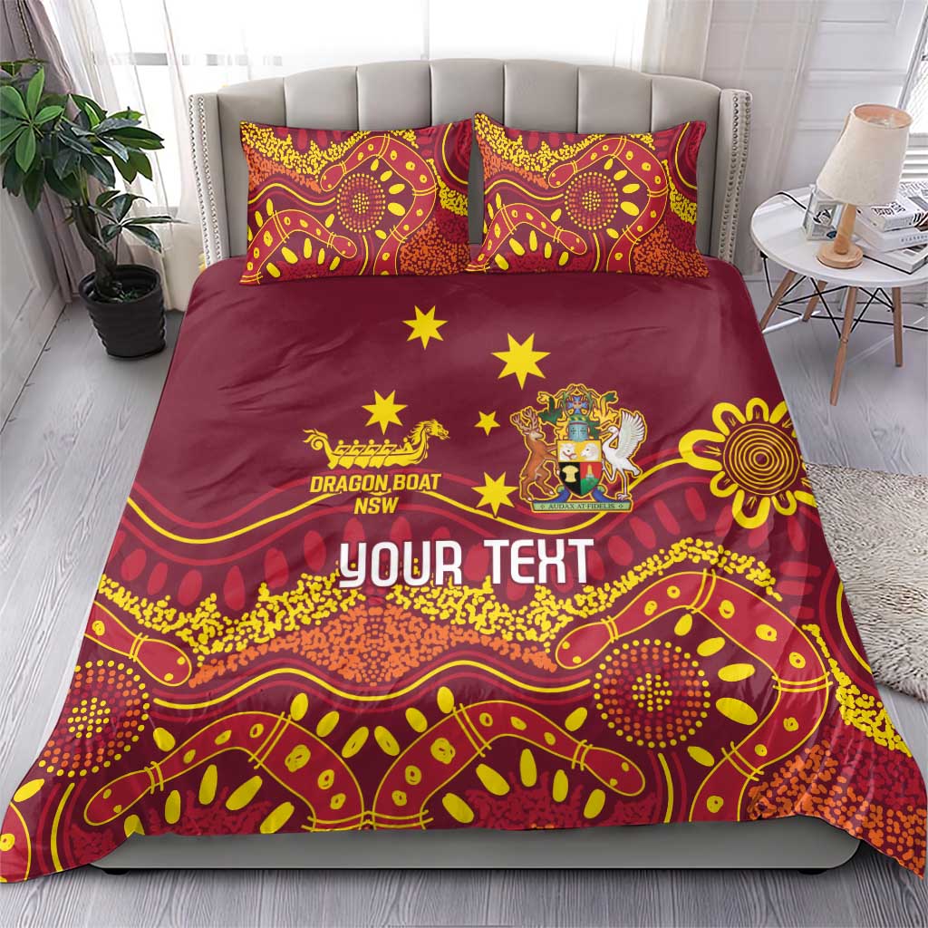 Personalised Australia Queensland Dragons Boat Bedding Set Aussie Aboriginal Dot Style - Vibe Hoodie Shop