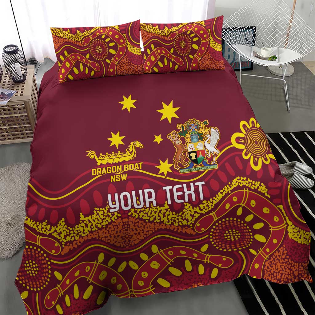 Personalised Australia Queensland Dragons Boat Bedding Set Aussie Aboriginal Dot Style - Vibe Hoodie Shop