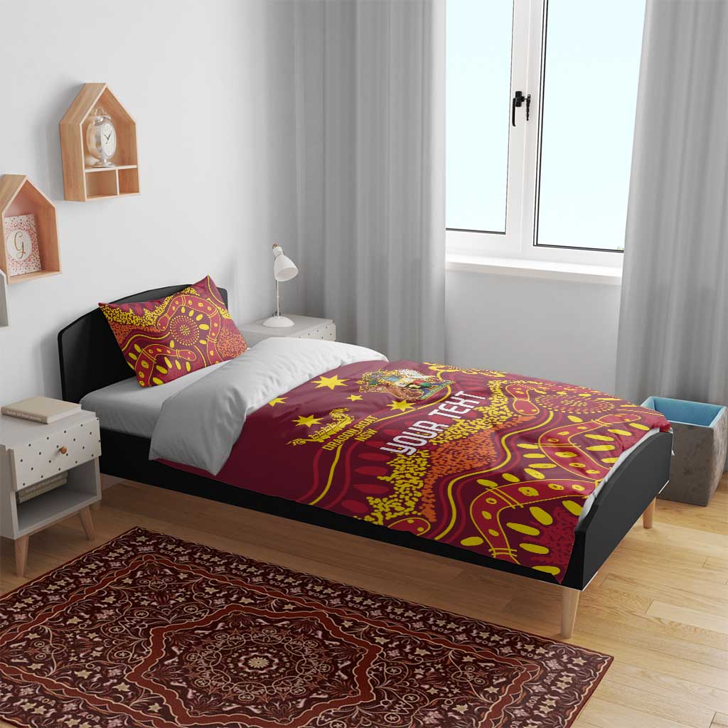Personalised Australia Queensland Dragons Boat Bedding Set Aussie Aboriginal Dot Style - Vibe Hoodie Shop