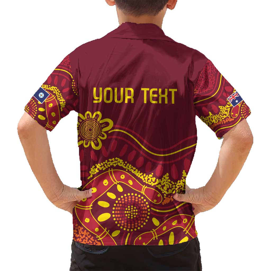 Personalised Australia Queensland Dragons Boat Family Matching Puletasi and Hawaiian Shirt Aussie Aboriginal Dot Style