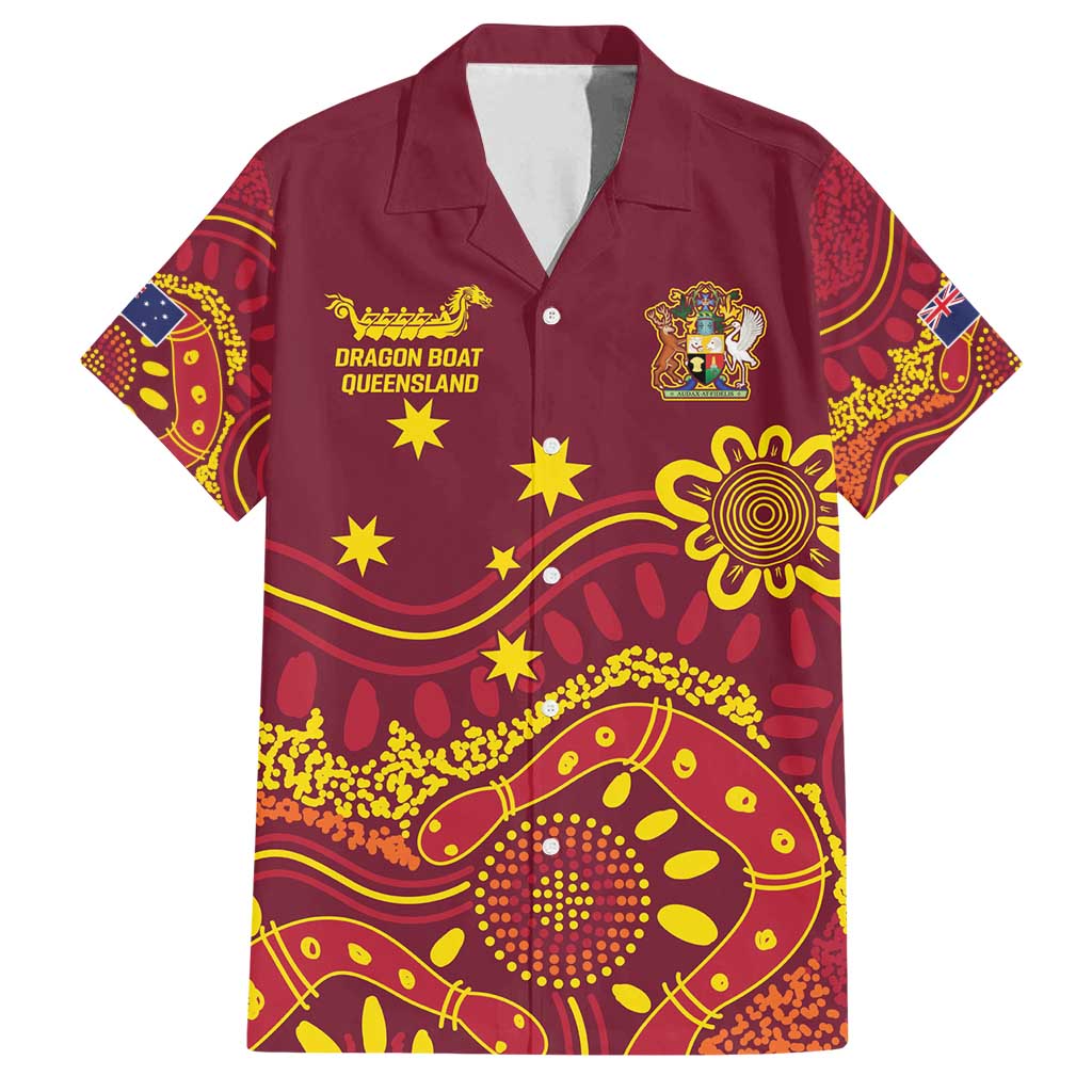 Personalised Australia Queensland Dragons Boat Family Matching Puletasi and Hawaiian Shirt Aussie Aboriginal Dot Style