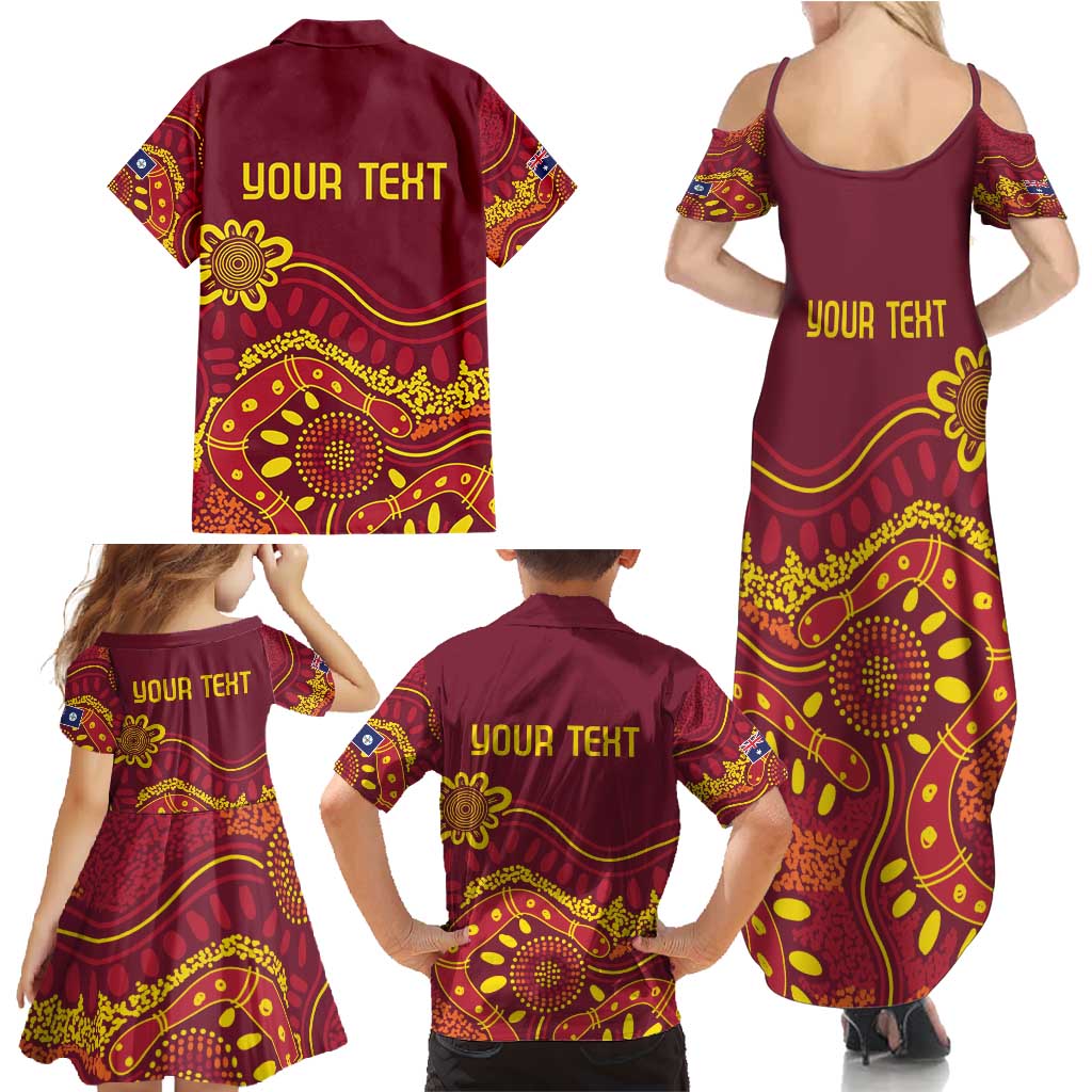 Personalised Australia Queensland Dragons Boat Family Matching Summer Maxi Dress and Hawaiian Shirt Aussie Aboriginal Dot Style