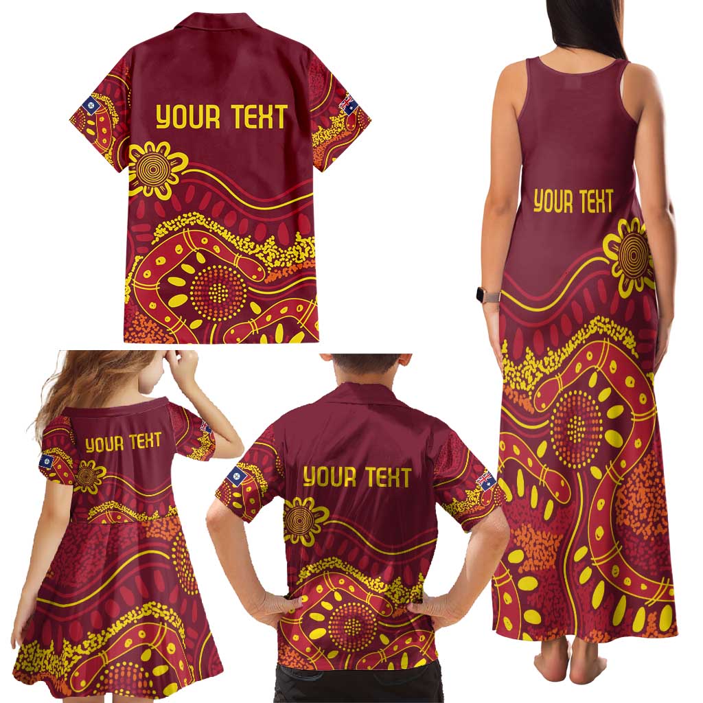 Personalised Australia Queensland Dragons Boat Family Matching Tank Maxi Dress and Hawaiian Shirt Aussie Aboriginal Dot Style