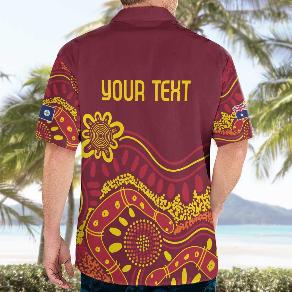 Personalised Australia Queensland Dragons Boat Hawaiian Shirt Aussie Aboriginal Dot Style - Vibe Hoodie Shop