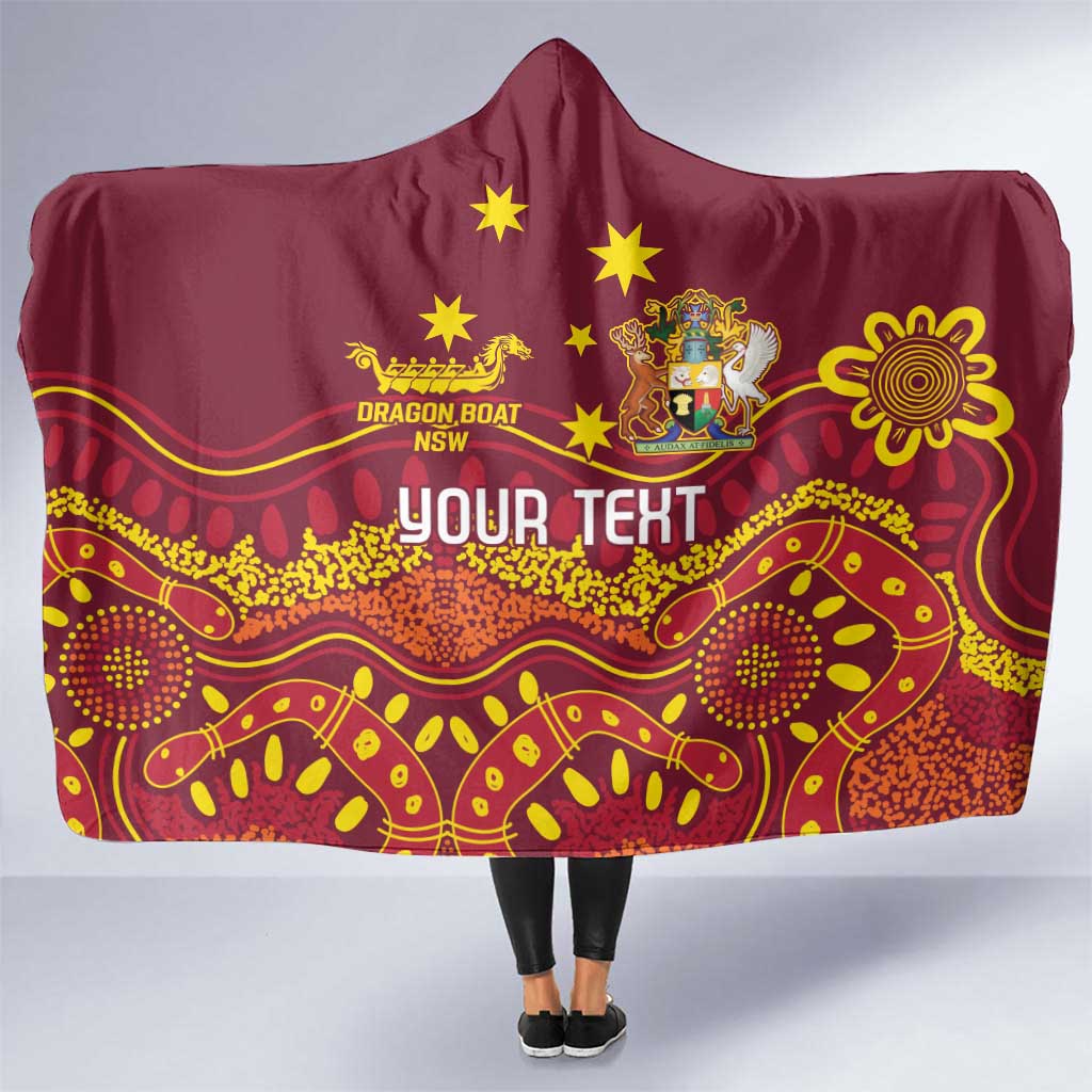Personalised Australia Queensland Dragons Boat Hooded Blanket Aussie Aboriginal Dot Style