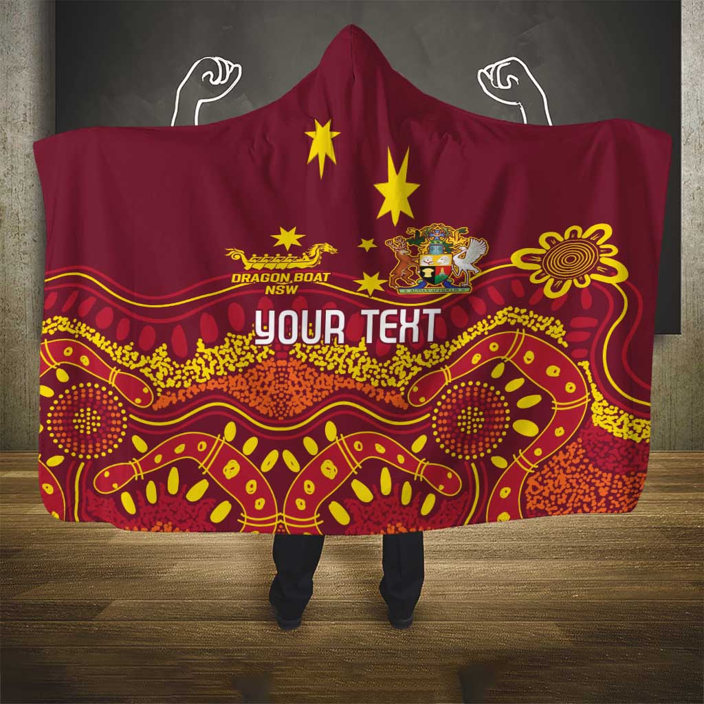 Personalised Australia Queensland Dragons Boat Hooded Blanket Aussie Aboriginal Dot Style