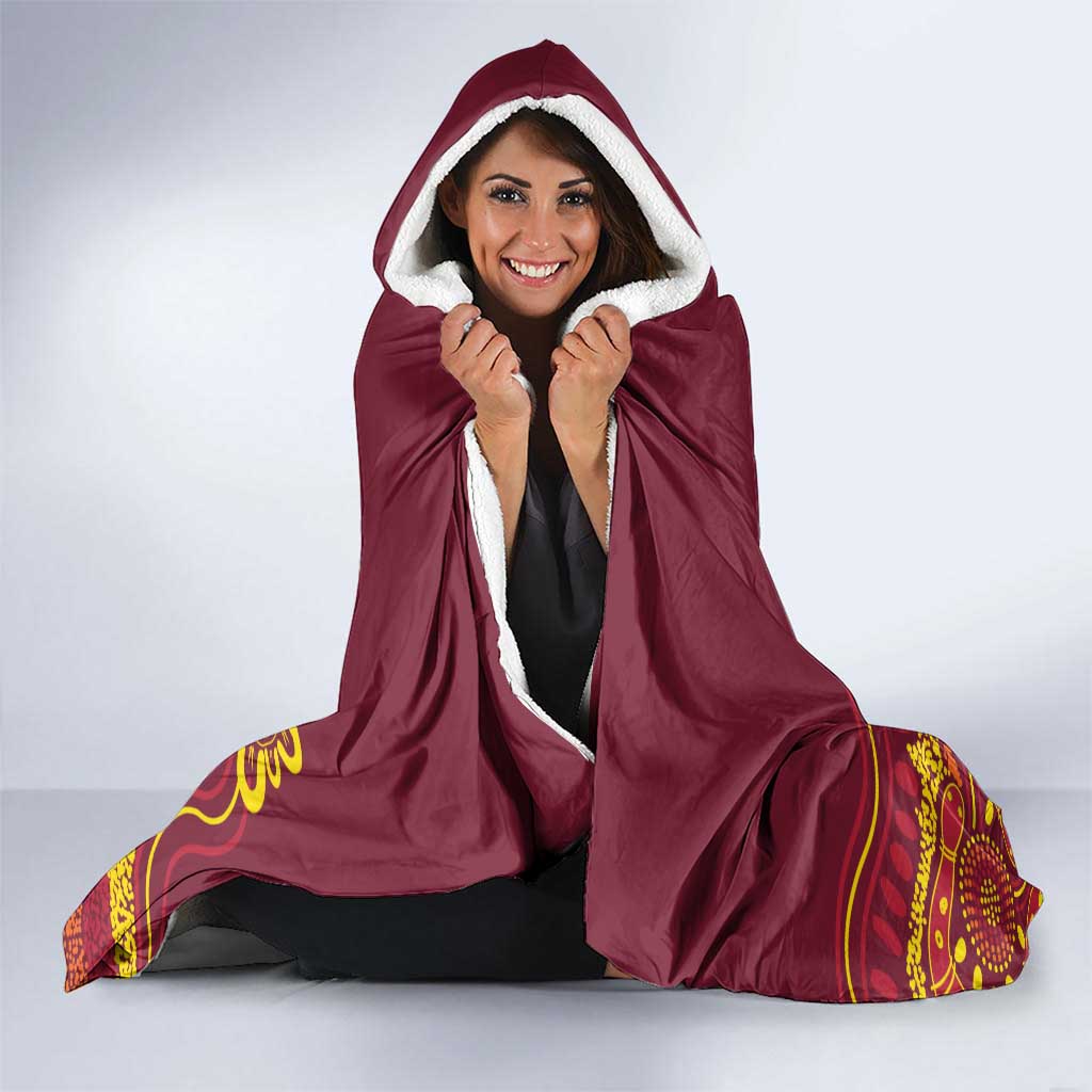 Personalised Australia Queensland Dragons Boat Hooded Blanket Aussie Aboriginal Dot Style