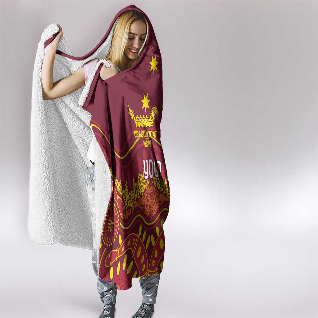 Personalised Australia Queensland Dragons Boat Hooded Blanket Aussie Aboriginal Dot Style