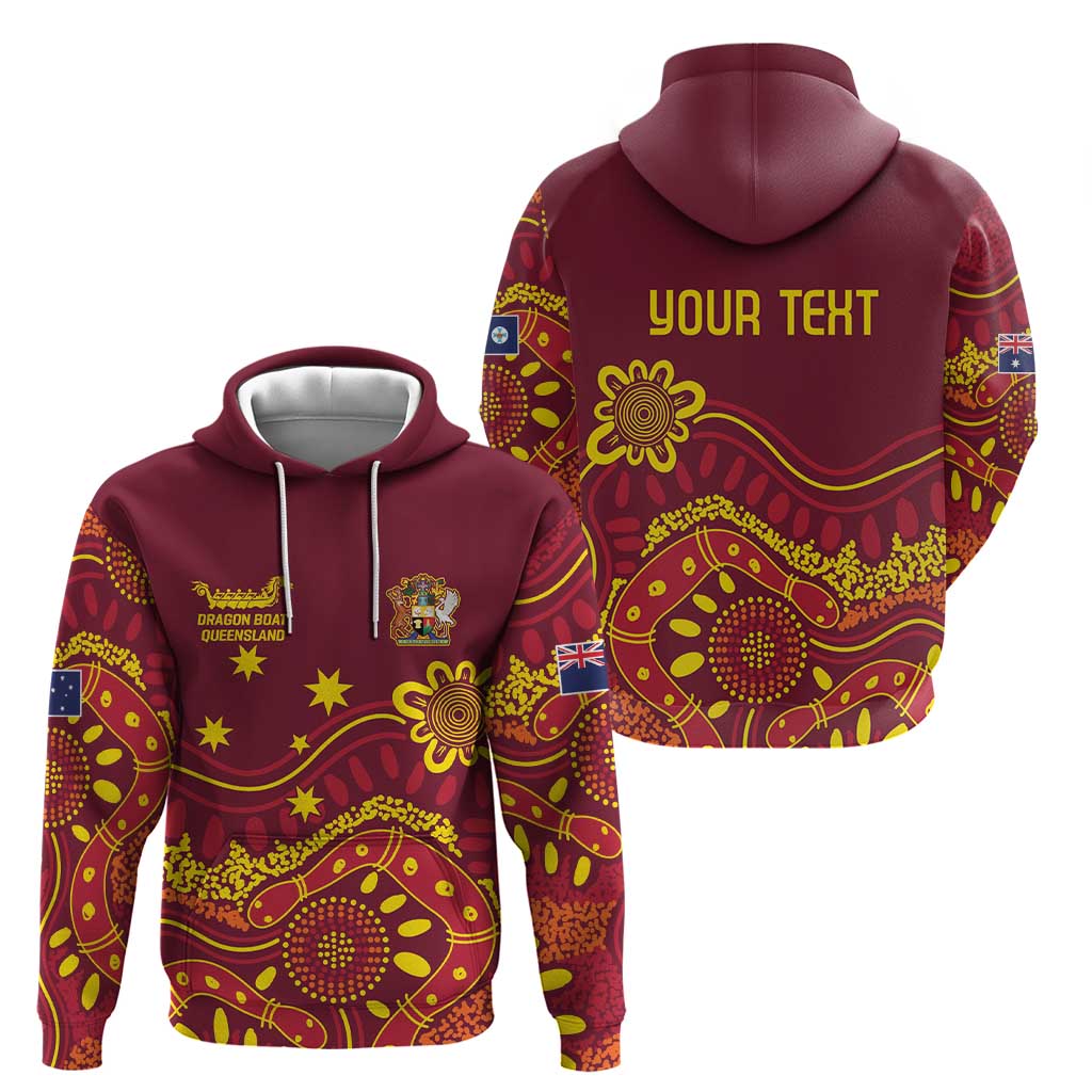 Personalised Australia Queensland Dragons Boat Hoodie Aussie Aboriginal Dot Style LT9 - Vibe Hoodie Shop