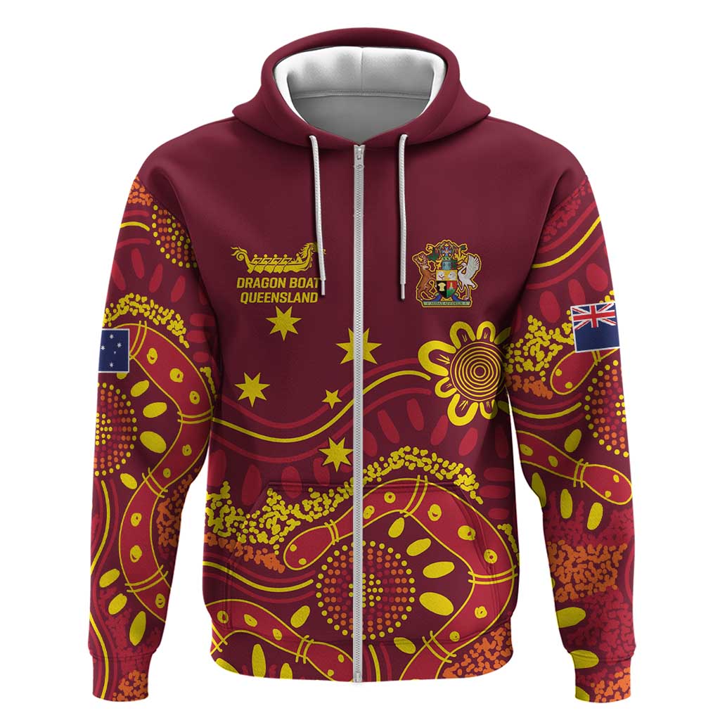 Personalised Australia Queensland Dragons Boat Hoodie Aussie Aboriginal Dot Style LT9 - Vibe Hoodie Shop