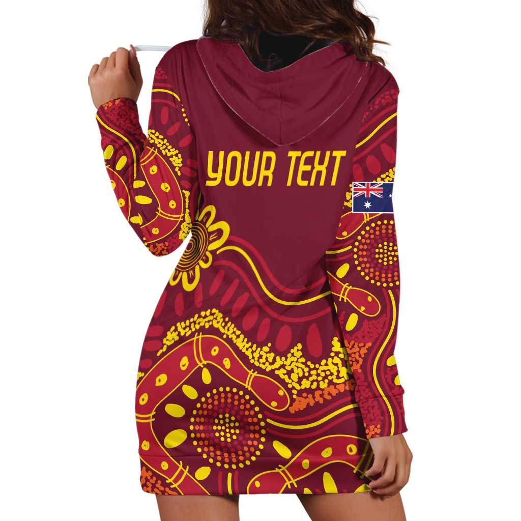 Personalised Australia Queensland Dragons Boat Hoodie Dress Aussie Aboriginal Dot Style - Vibe Hoodie Shop