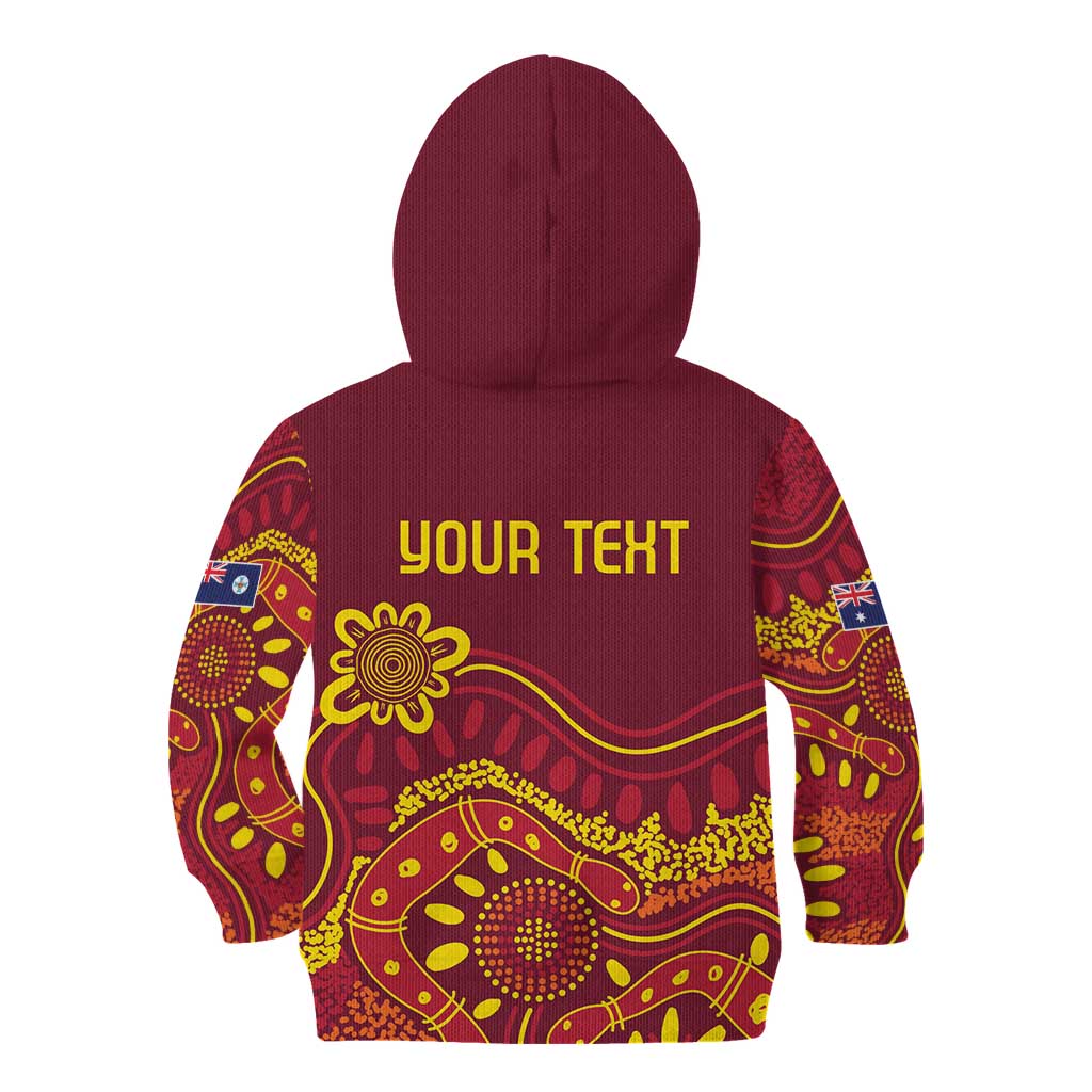 Personalised Australia Queensland Dragons Boat Kid Hoodie Aussie Aboriginal Dot Style - Vibe Hoodie Shop