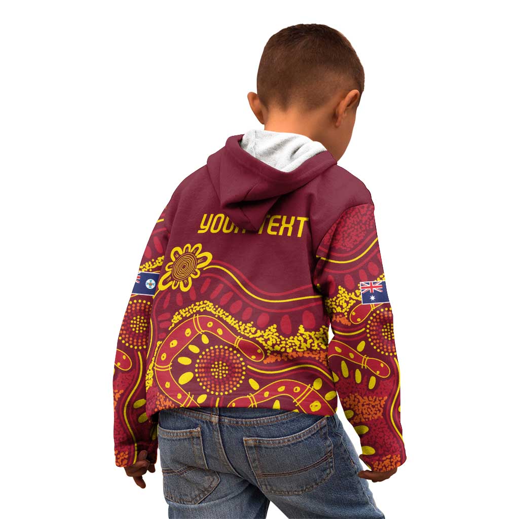 Personalised Australia Queensland Dragons Boat Kid Hoodie Aussie Aboriginal Dot Style - Vibe Hoodie Shop