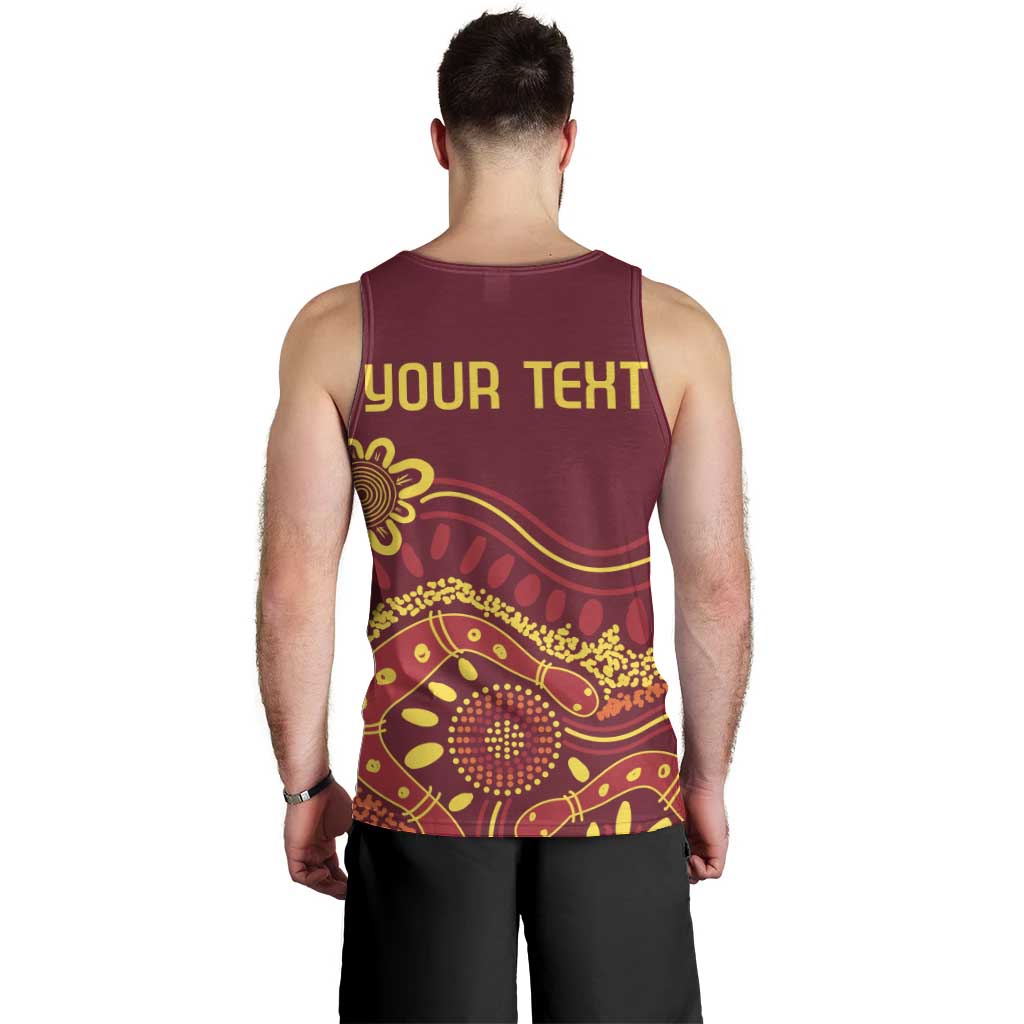 Personalised Australia Queensland Dragons Boat Men Tank Top Aussie Aboriginal Dot Style - Vibe Hoodie Shop