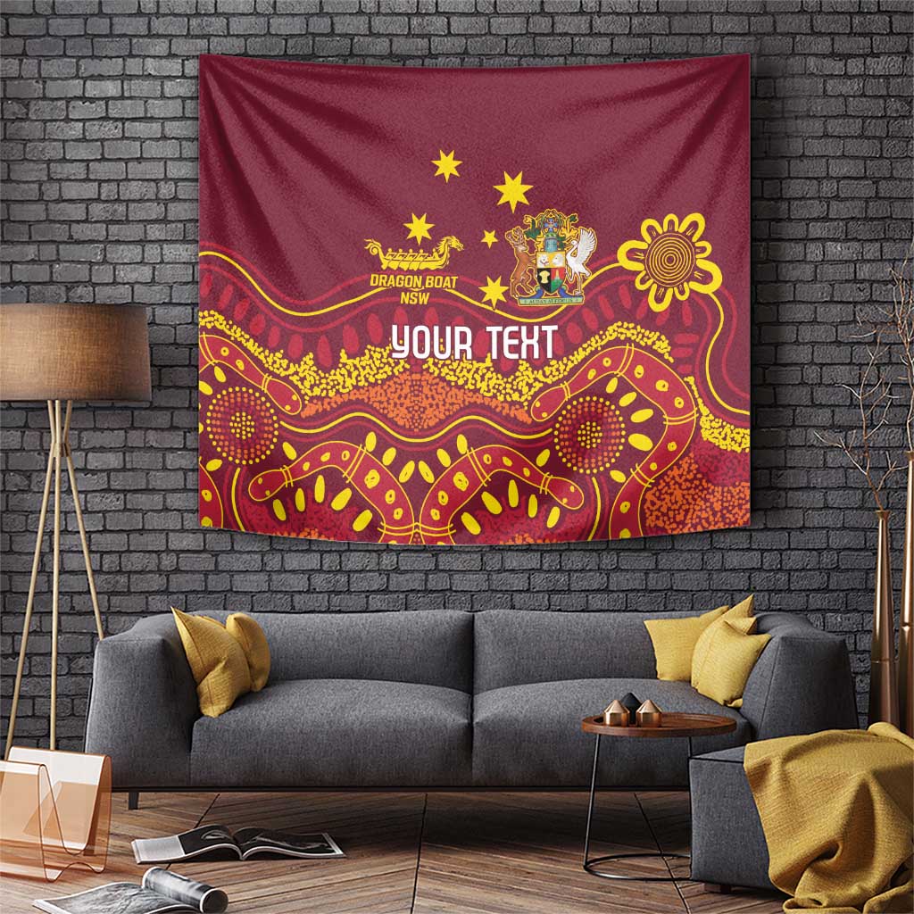 Personalised Australia Queensland Dragons Boat Tapestry Aussie Aboriginal Dot Style - Vibe Hoodie Shop