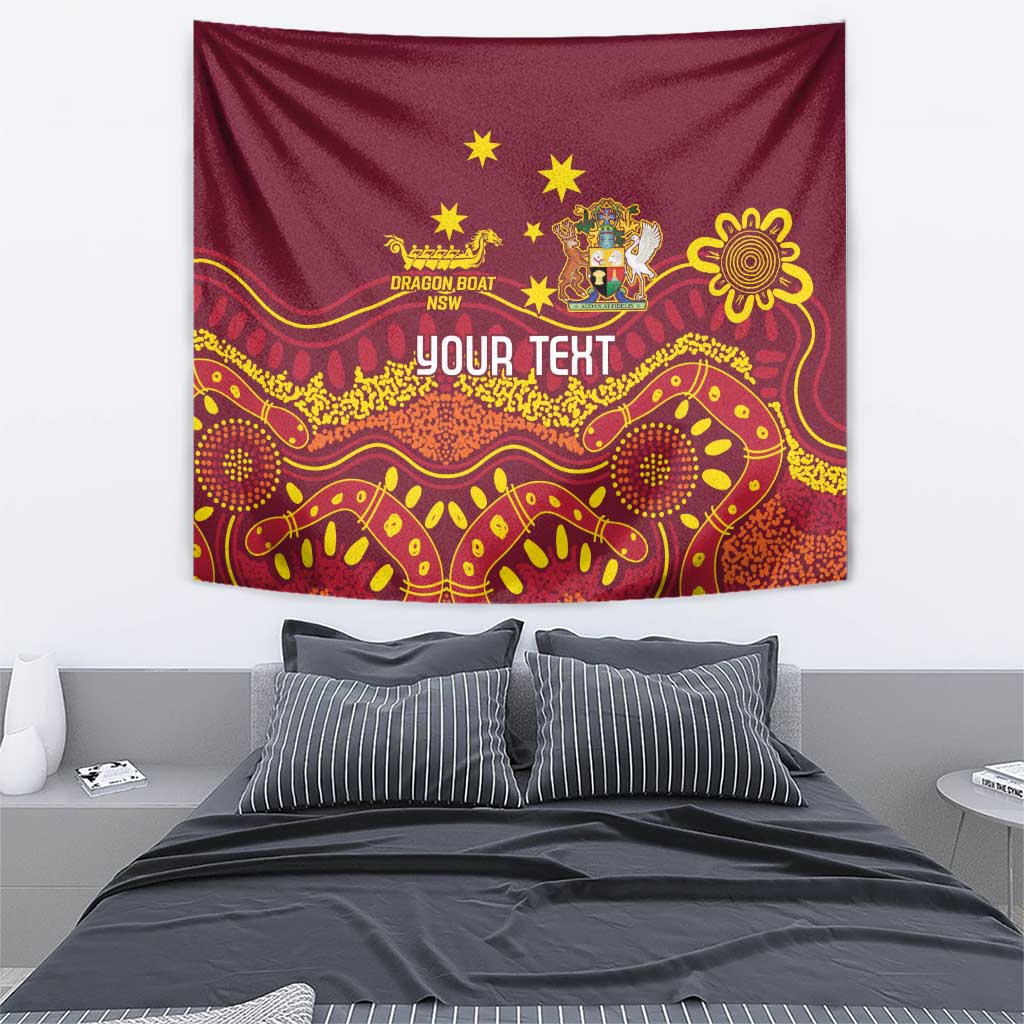 Personalised Australia Queensland Dragons Boat Tapestry Aussie Aboriginal Dot Style - Vibe Hoodie Shop