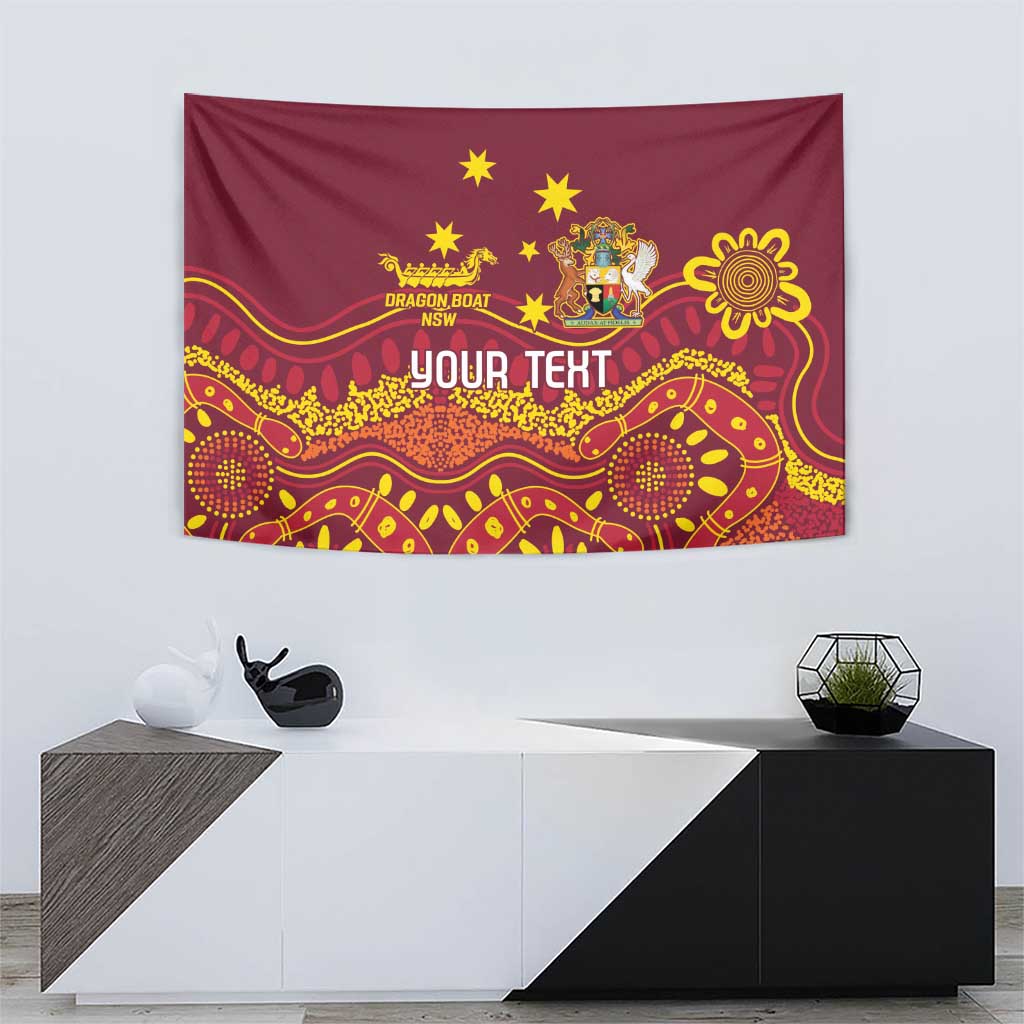 Personalised Australia Queensland Dragons Boat Tapestry Aussie Aboriginal Dot Style - Vibe Hoodie Shop