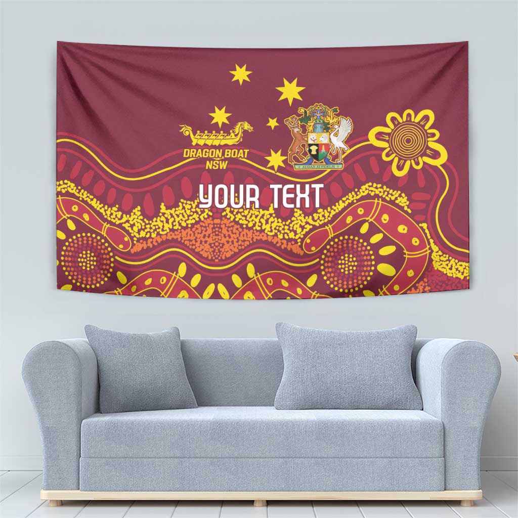 Personalised Australia Queensland Dragons Boat Tapestry Aussie Aboriginal Dot Style - Vibe Hoodie Shop