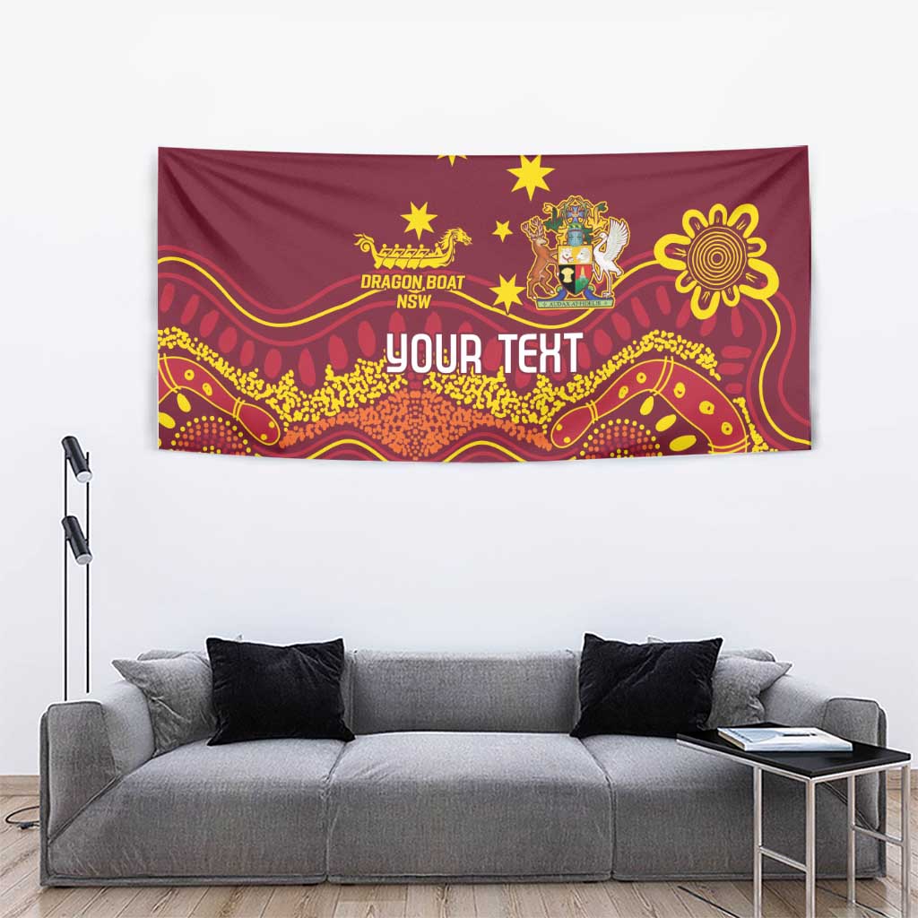 Personalised Australia Queensland Dragons Boat Tapestry Aussie Aboriginal Dot Style - Vibe Hoodie Shop