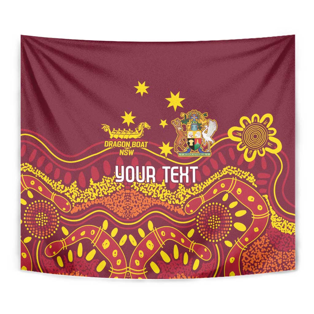 Personalised Australia Queensland Dragons Boat Tapestry Aussie Aboriginal Dot Style - Vibe Hoodie Shop