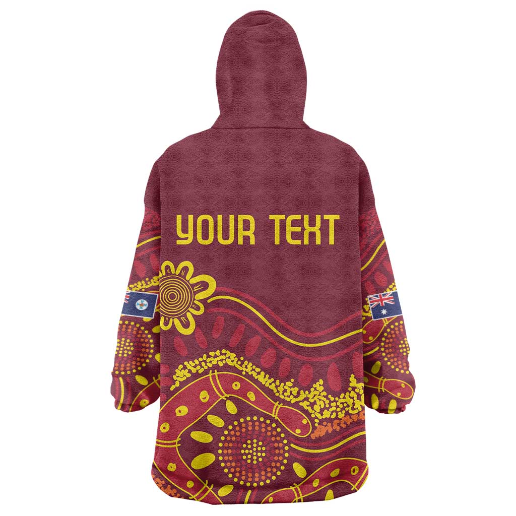 Personalised Australia Queensland Dragons Boat Wearable Blanket Hoodie Aussie Aboriginal Dot Style - Vibe Hoodie Shop