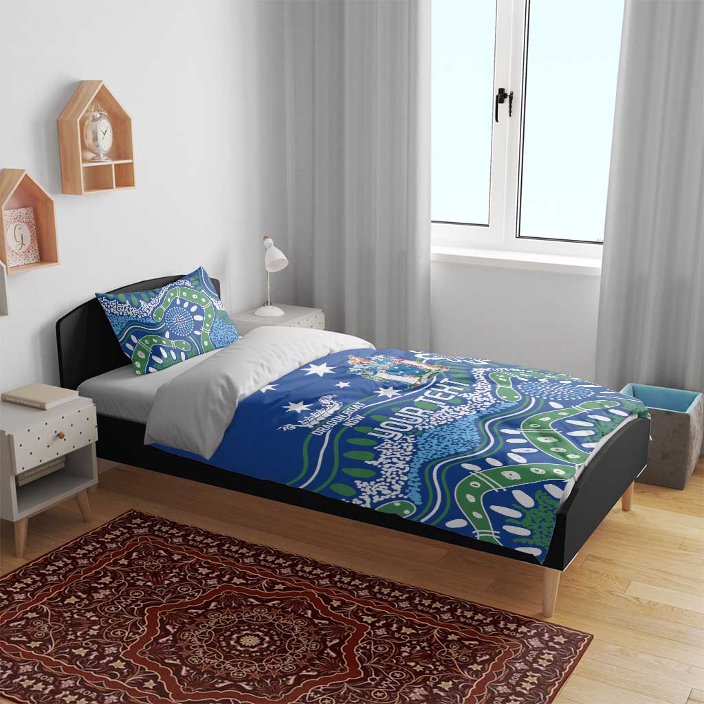 Personalised Australia Victoria Dragons Boat Bedding Set Aussie Aboriginal Dot Style - Vibe Hoodie Shop