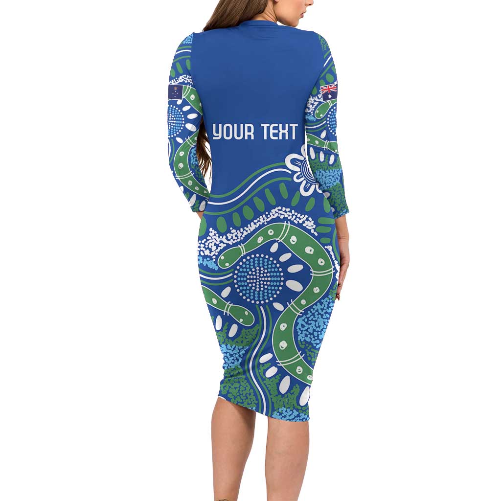 Personalised Australia Victoria Dragons Boat Family Matching Long Sleeve Bodycon Dress and Hawaiian Shirt Aussie Aboriginal Dot Style