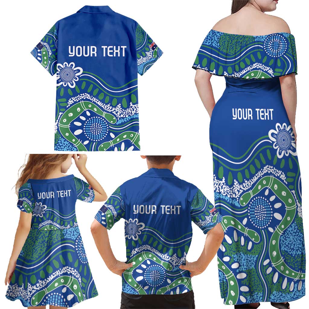 Personalised Australia Victoria Dragons Boat Family Matching Off Shoulder Maxi Dress and Hawaiian Shirt Aussie Aboriginal Dot Style