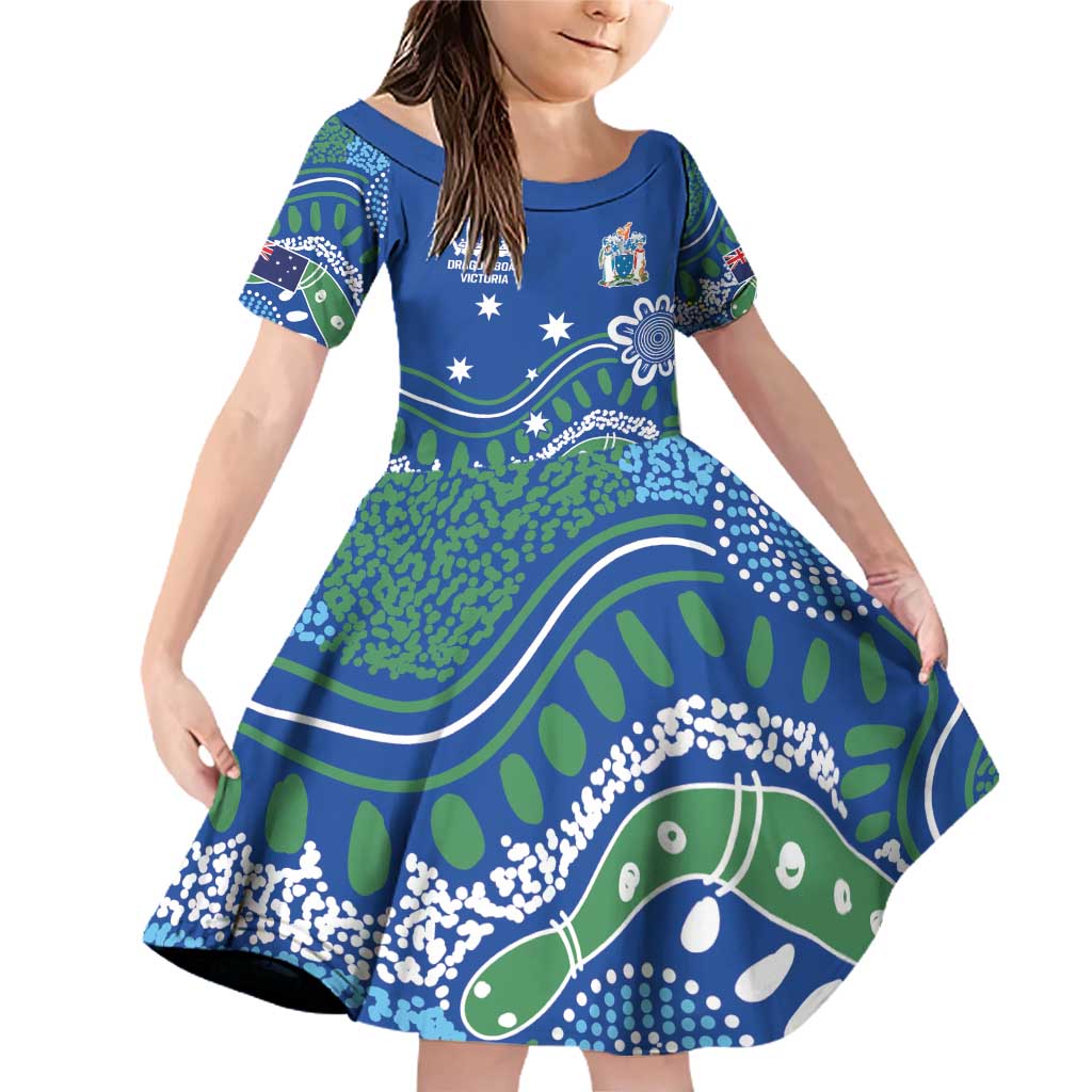 Personalised Australia Victoria Dragons Boat Family Matching Off Shoulder Short Dress and Hawaiian Shirt Aussie Aboriginal Dot Style