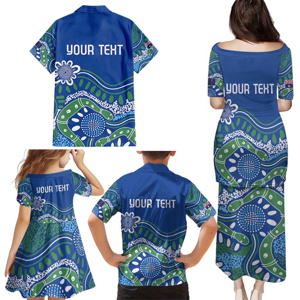 Personalised Australia Victoria Dragons Boat Family Matching Puletasi and Hawaiian Shirt Aussie Aboriginal Dot Style