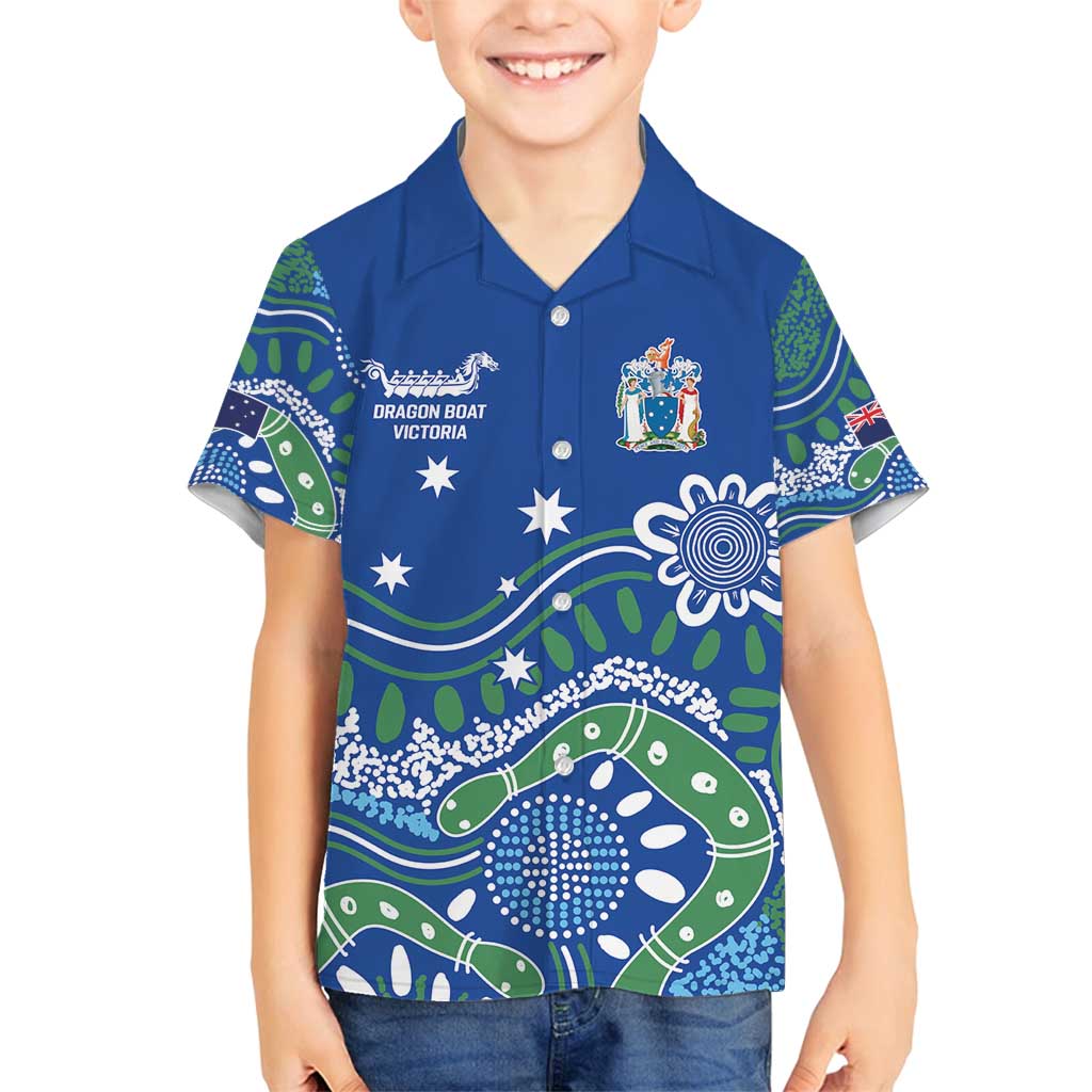 Personalised Australia Victoria Dragons Boat Family Matching Puletasi and Hawaiian Shirt Aussie Aboriginal Dot Style