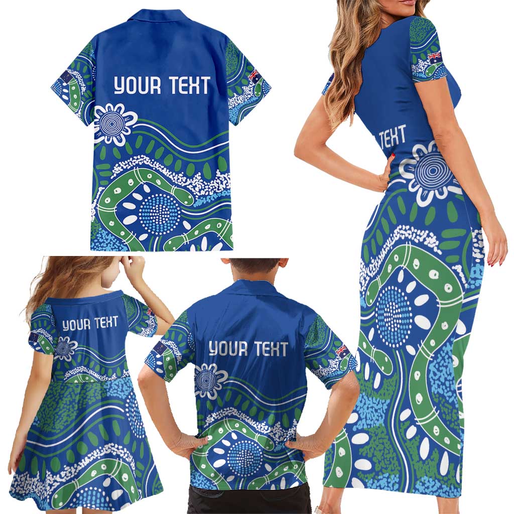 Personalised Australia Victoria Dragons Boat Family Matching Short Sleeve Bodycon Dress and Hawaiian Shirt Aussie Aboriginal Dot Style