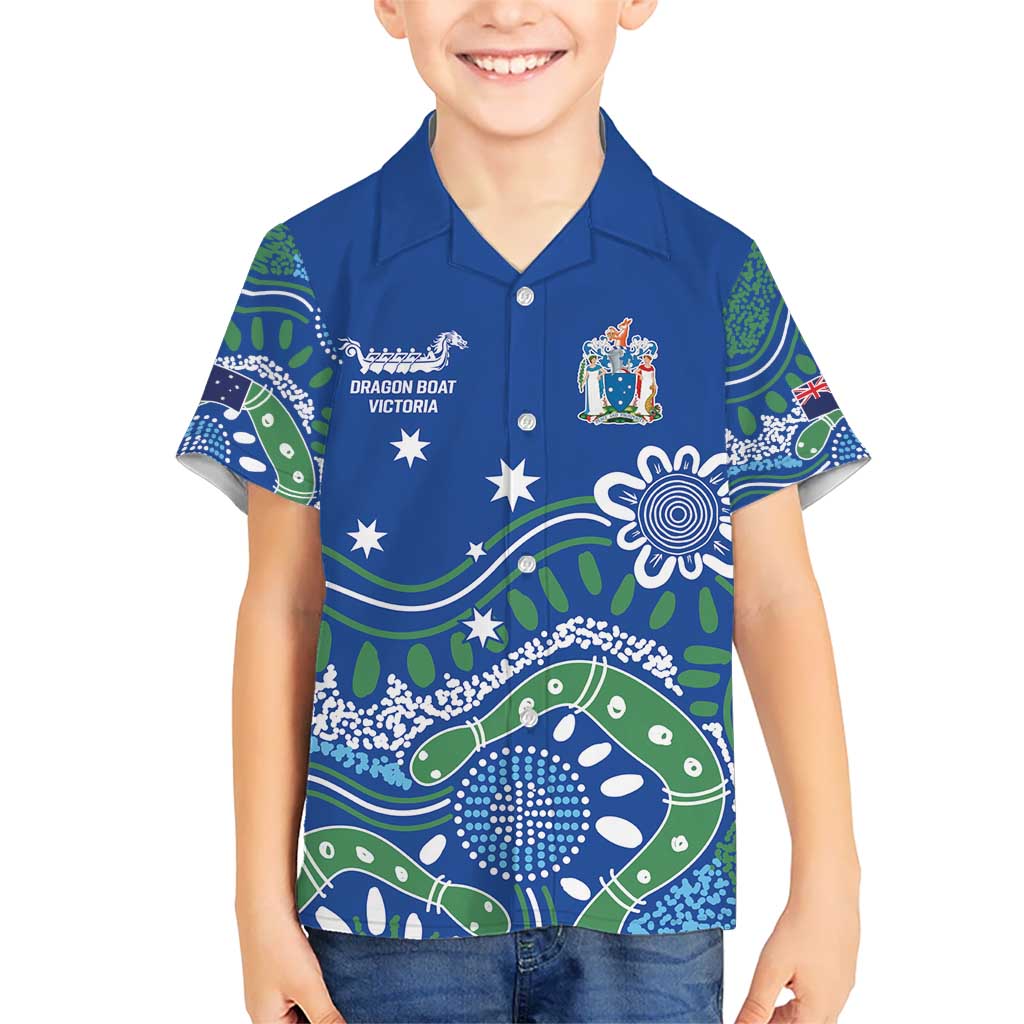 Personalised Australia Victoria Dragons Boat Hawaiian Shirt Aussie Aboriginal Dot Style - Vibe Hoodie Shop