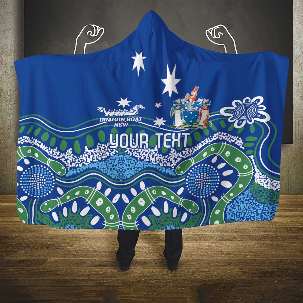 Personalised Australia Victoria Dragons Boat Hooded Blanket Aussie Aboriginal Dot Style
