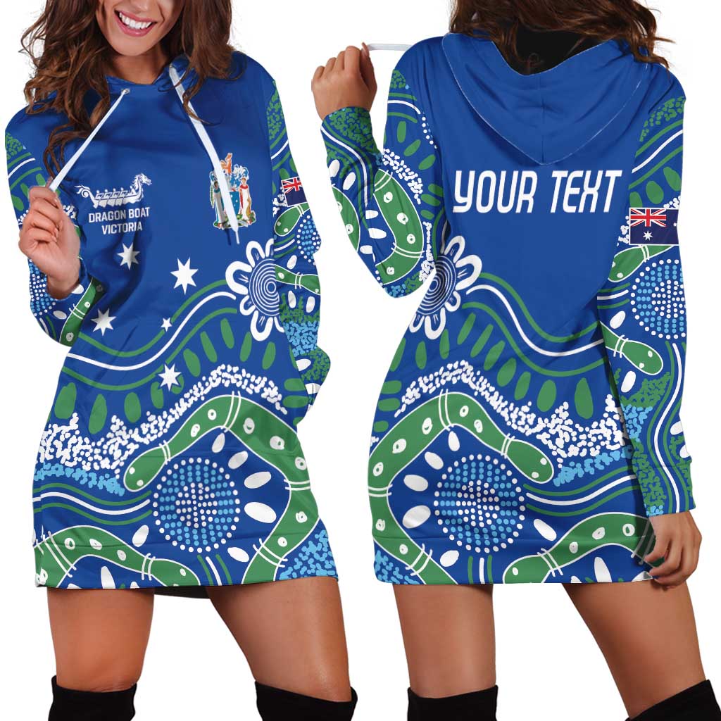 Personalised Australia Victoria Dragons Boat Hoodie Dress Aussie Aboriginal Dot Style - Vibe Hoodie Shop