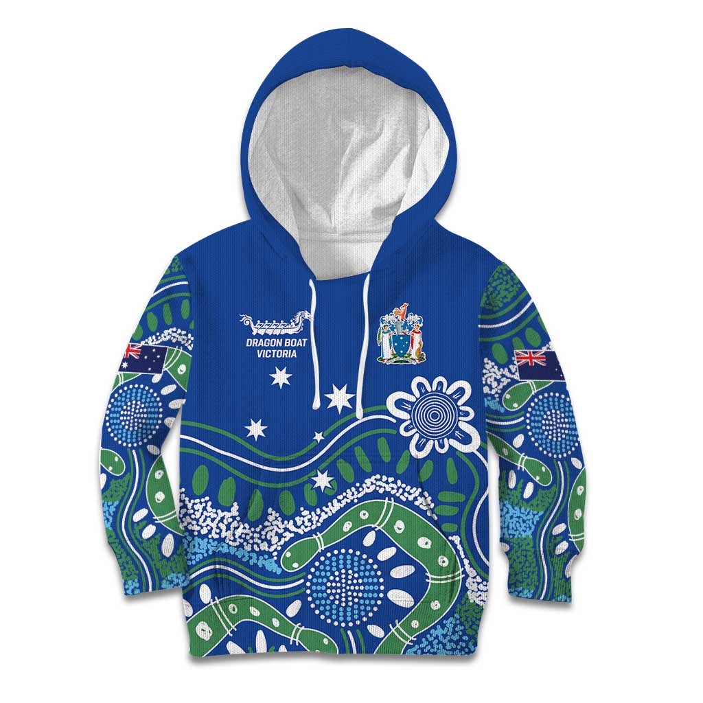 Personalised Australia Victoria Dragons Boat Kid Hoodie Aussie Aboriginal Dot Style - Vibe Hoodie Shop