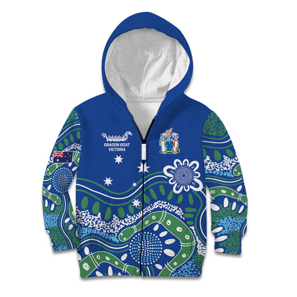 Personalised Australia Victoria Dragons Boat Kid Hoodie Aussie Aboriginal Dot Style - Vibe Hoodie Shop