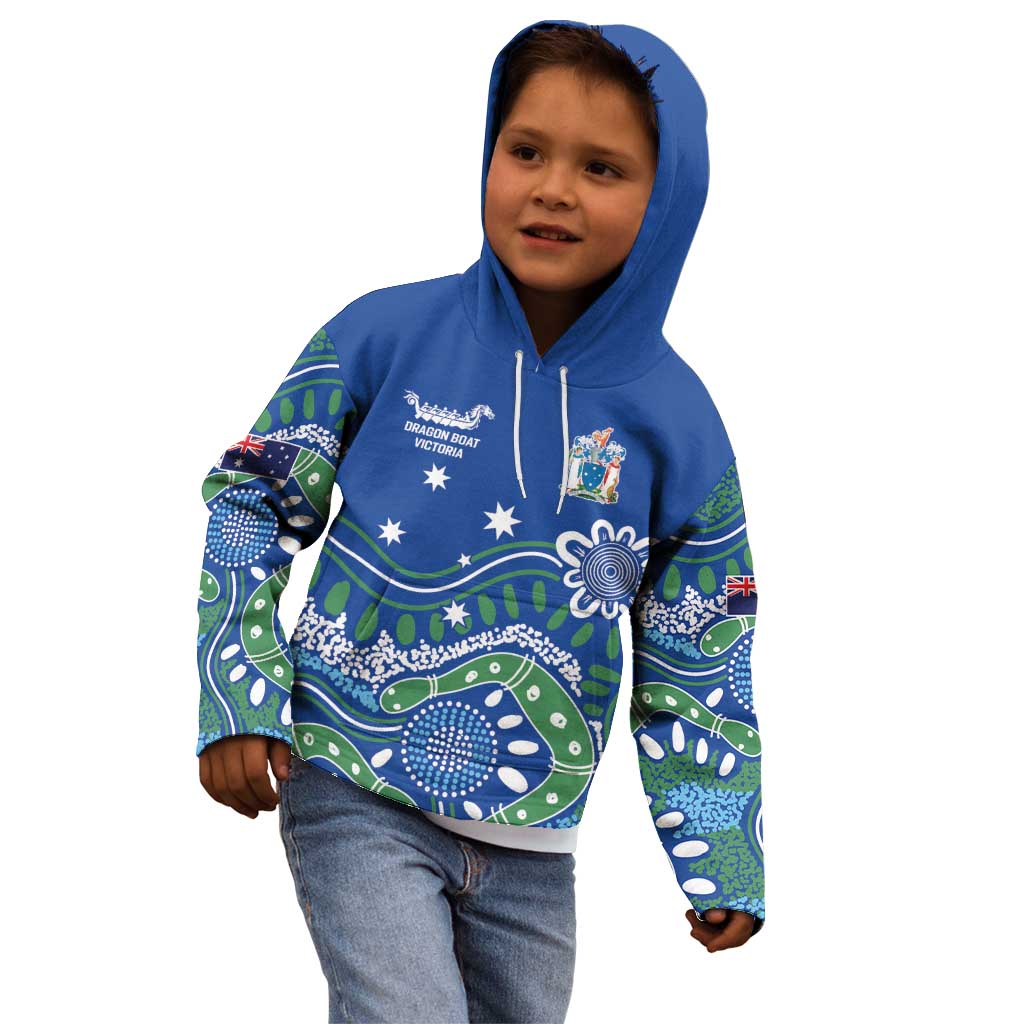 Personalised Australia Victoria Dragons Boat Kid Hoodie Aussie Aboriginal Dot Style - Vibe Hoodie Shop