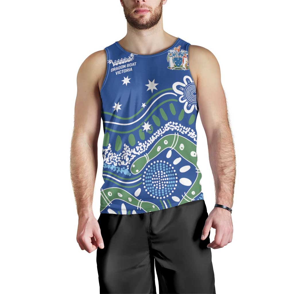 Personalised Australia Victoria Dragons Boat Men Tank Top Aussie Aboriginal Dot Style - Vibe Hoodie Shop